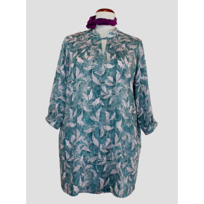 Damen Tunika Kleid Petrol-Batik Hellpetrol