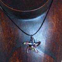 Halskette mit Lampwork-Anhänger Seestern amethyst Bild 2