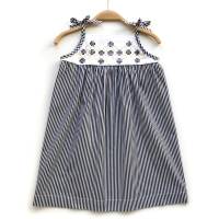 Kleid 98 /104, schwarz weiß gelb, Stickerei, Upcycling, Unikat, Sommerkleid, Strandkleid, Trägerkleid Bild 1