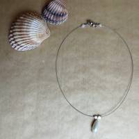 Halskette mit Glaswachsperlen-Tropfen creme-farben Bild 4