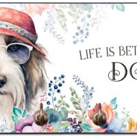 Hundegarderobe LIFE IS BETTER WITH A DOG mit Bearded Collie Bild 1