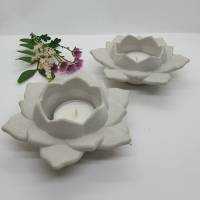 Teelichthalter Kerzenhalter Lotusblume Blüte Blume Seerose Beton Betondeko Wohndeko Geschenk Bild 1