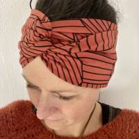breites Stirnband, elastisches Bandana, Turban Haarband Damen, Wickelhaarband in kupfer Bild 2