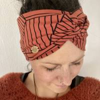 breites Stirnband, elastisches Bandana, Turban Haarband Damen, Wickelhaarband in kupfer Bild 4