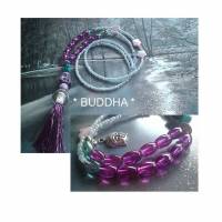 lange kette/bettelkette/ETHNO BUDDHA/buddhismus/boho/asiatischer schmuck/esoterik/yoga/gebetskette/geschenk für sie/lila/hinduismus Bild 1