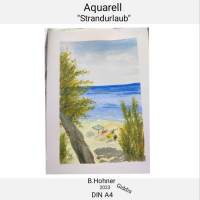 Aquarell, DIN A4 "Strandurlaub", original & signiert Bild 2