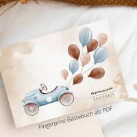Fingerabdruck Gästebuchposter Gästebuch Jungen Luftballon Auto, Babyparty Erinnerung, Digital Download, PDF Bild 3