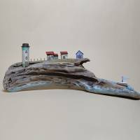 Maritime Miniwelt auf Treibholz, Miniatur Leuchtturm, Handmade! Holzdeko, Miniatur Holz Deko, maritime Deko Bild 2