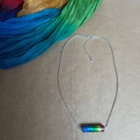 Halskette mit Lampwork-Rohr regenbogenfarben Bild 4