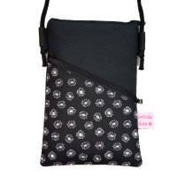 Handytasche zum Umhängen Pusteblume schwarz Crossbag handmade aus Baumwollstoff 2 Fächer Farb- und Musterauswahl Bild 1