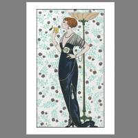 Mode Fashion Illustration 1913 Abendkleid Paris  KUNSTDRUCK Poster - Modemagazin Vintage Art - Shabby - Kunst - Wanddeko Bild 3
