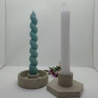 Eckiger Kerzenhalter Kerzenständer für Stabkerzen aus Beton Bild 2