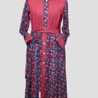 Damen Hemdblusen Kleid  | Bunte Beeren in Bordeaux/Blau | Bild 1