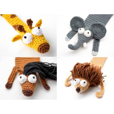 Exotische Tiere Lesezeichen PDF Häkelanleitung Sparset | Amigurumi PDF Anleitungen