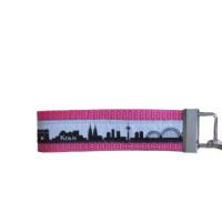 Schlüsselanhänger Geschenk-Schlüsselband Köln-Anhänger pink schwarz grau Skyline Schlüssel Hausschlüssel Ersatzschlüssel Bild 1