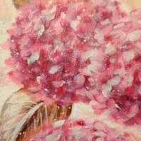 FUCHS MIT HORTENSIEN - gemaltes Fuchsportrait mit Hortensienblüten auf Leinwand 50cmx50cmx3,7cm Bild 9