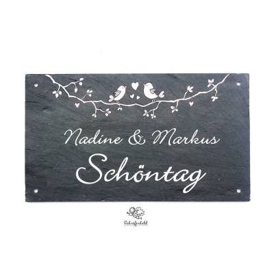 Hochzeitsgeschenk Türschild aus Schiefer mit Namen personalisiert | Geschenk Brautpaar | Schieferschild | Haustürschild