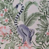 Stoff pflegeleicht  "Mitsio"  Lemuren Kattas Blumen Madagaskar Bild 1