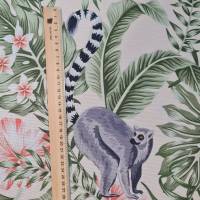 Stoff pflegeleicht  "Mitsio"  Lemuren Kattas Blumen Madagaskar Bild 3