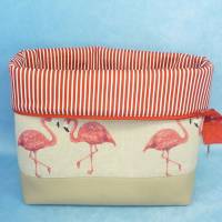 Projekttasche Gr. L mit großen Flamingos | Handarbeitstasche mit Reißverschluss | hoher Kulturbeutel Bild 5