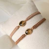 Armband Makrameeband mit Kristallglas-Element vergoldet, Geschenke für Frauen, Geburtstag Bild 2