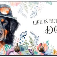 Hundegarderobe LIFE IS BETTER WITH A DOG mit Hovawart Bild 1
