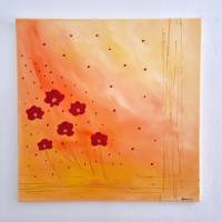 Abstrakte Blumen Malerei Acrylmalerei Bild Gemälde Wandbild Orange Bild 2