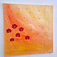 Abstrakte Blumen Malerei Acrylmalerei Bild Gemälde Wandbild Orange Bild 3