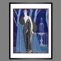 Mode Fashion Illustration 1923 Abendkleid und Mantel Glamour Paris  KUNSTDRUCK Poster - Modemagazin Vintage Wanddeko Bild 1