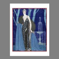Mode Fashion Illustration 1923 Abendkleid und Mantel Glamour Paris  KUNSTDRUCK Poster - Modemagazin Vintage Wanddeko Bild 2