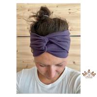 breites Stirnband, elastisches Bandana, Turban Haarband Damen, Wickelhaarband in blau / lila Bild 1