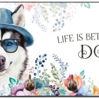Hundegarderobe LIFE IS BETTER WITH A DOG mit Husky Bild 1