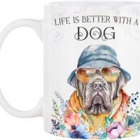 Hunde-Tasse LIFE IS BETTER WITH A DOG mit Mastino Napoletano Bild 2