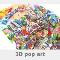 Frankfurt Main 3D pop art bild skyline fine art 3D konstruktion geschenk personalisierbar städtebilder limitiert Bild 1