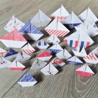 30 Origami Segelboote, Tischdeko, Taufe, Hochzeit, Papierboot, Schiffe, Boote, Papierdeko maritim Bild 1