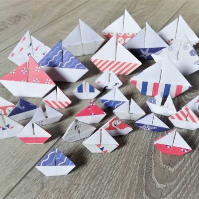 30 Origami Segelboote, Tischdeko, Taufe, Hochzeit, Papierboot, Schiffe, Boote, Papierdeko maritim