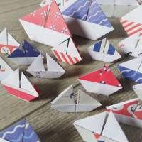 30 Origami Segelboote, Tischdeko, Taufe, Hochzeit, Papierboot, Schiffe, Boote, Papierdeko maritim Bild 3