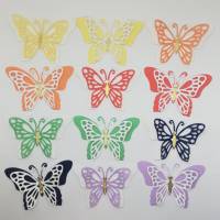 12 Stanzteile Streudeko Schmetterlinge 3D, Regenbogen, Papier, Kartengestaltung, Deko, Scrapbooking, Junk Journal Bild 3