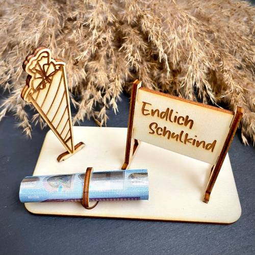 Geldscheinhalter Einschulung, Tafel, Schultüte, Geldgeschenk, Geburtstag, Geschenk, Wunschtext, Personalisierbar