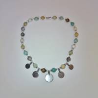 Edelstein Halskette | Amazonit Glas Edelstahl | pastell silber | 40 cm Bild 5