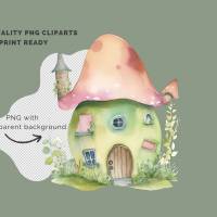 13 digital Fairy Houses PNG Watercolor Clipart Bundle, Sublimation,Commercial License Bild 5