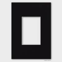 21x30 cm Passepartout, schwarz, 1,4 mm Stärke, Ausschnitt 9,6x14,6 cm, für Fotos im 10x15 Format Bild 1