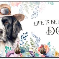 Hundegarderobe LIFE IS BETTER WITH A DOG mit Landseer Bild 1