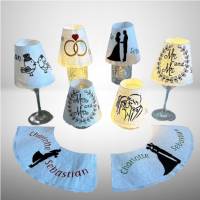 Bestickter Lampenschirm für die Hochzeit, personalisiert, verschiedene Designs, Glashusse, Weinglas Bild 1