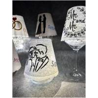 Bestickter Lampenschirm für die Hochzeit, personalisiert, verschiedene Designs, Glashusse, Weinglas Bild 2
