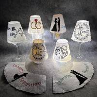 Bestickter Lampenschirm für die Hochzeit, personalisiert, verschiedene Designs, Glashusse, Weinglas Bild 4