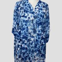 Damen Tunika Kleid Chiffon in Weiß-Blau gemustert | Bild 2