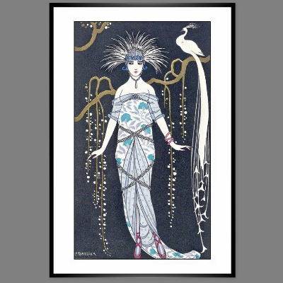 Mode Illustration 1914 Abendkleid Paris  KUNSTDRUCK Poster - Modemagazin Vintage Art - Shabby - Kunst - Druck - Wanddeko
