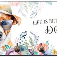 Hundegarderobe LIFE IS BETTER WITH A DOG mit Jack Russell Terrier Bild 1