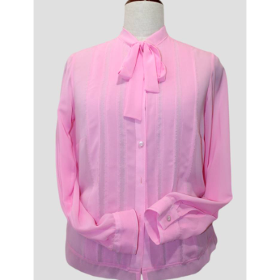 Damen Chiffon Bluse Klassik Rose/leicht Pink